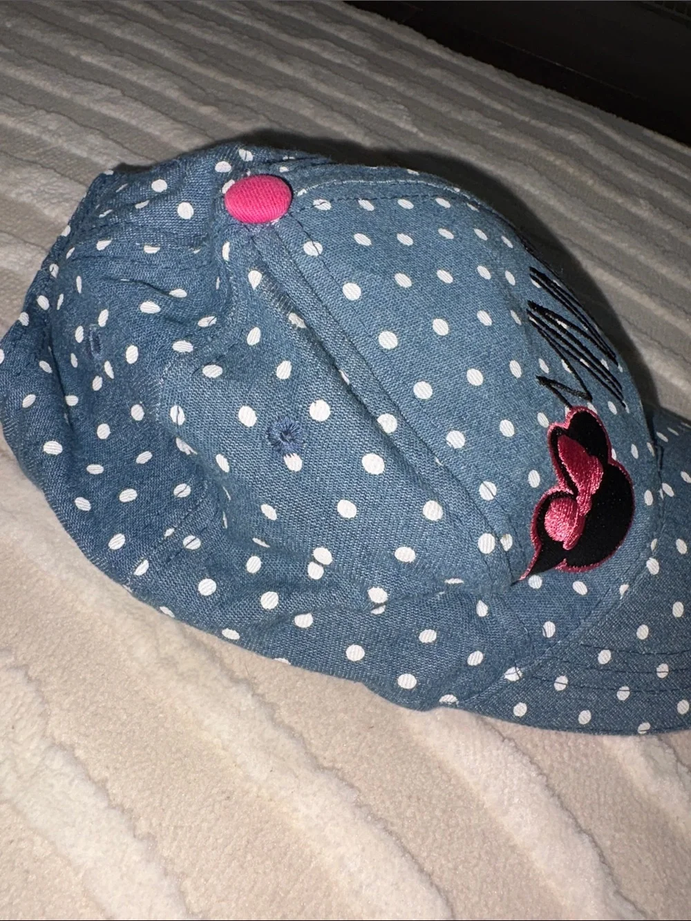 Disney Blue Polka Dot Minnie Baseball Cap with Pink Accents